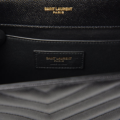 Saint Laurent Grain De Poudre Matelasse Chevron Medium Monogram Satchel Black 6 of 11