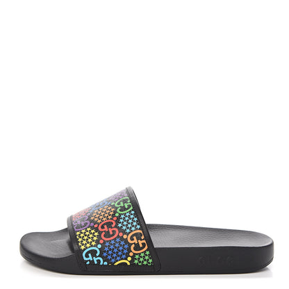 Gucci GG Supreme Monogram Psychedelic Mens Slide Sandals 12 Black Multicolor 1 of 9