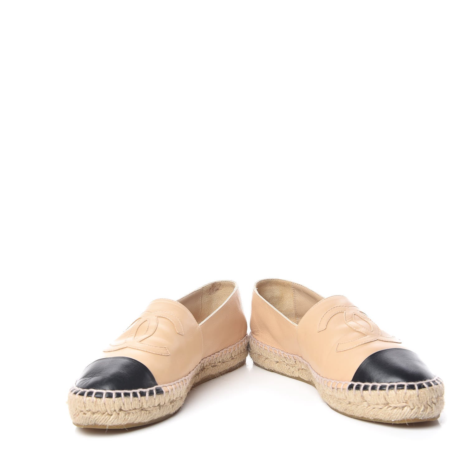 Chanel Lambskin CC Espadrilles 38 Beige Black 6 of 15