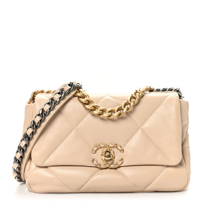 Chanel Lambskin Quilted Medium Chanel 19 Flap Beige 1 of 12