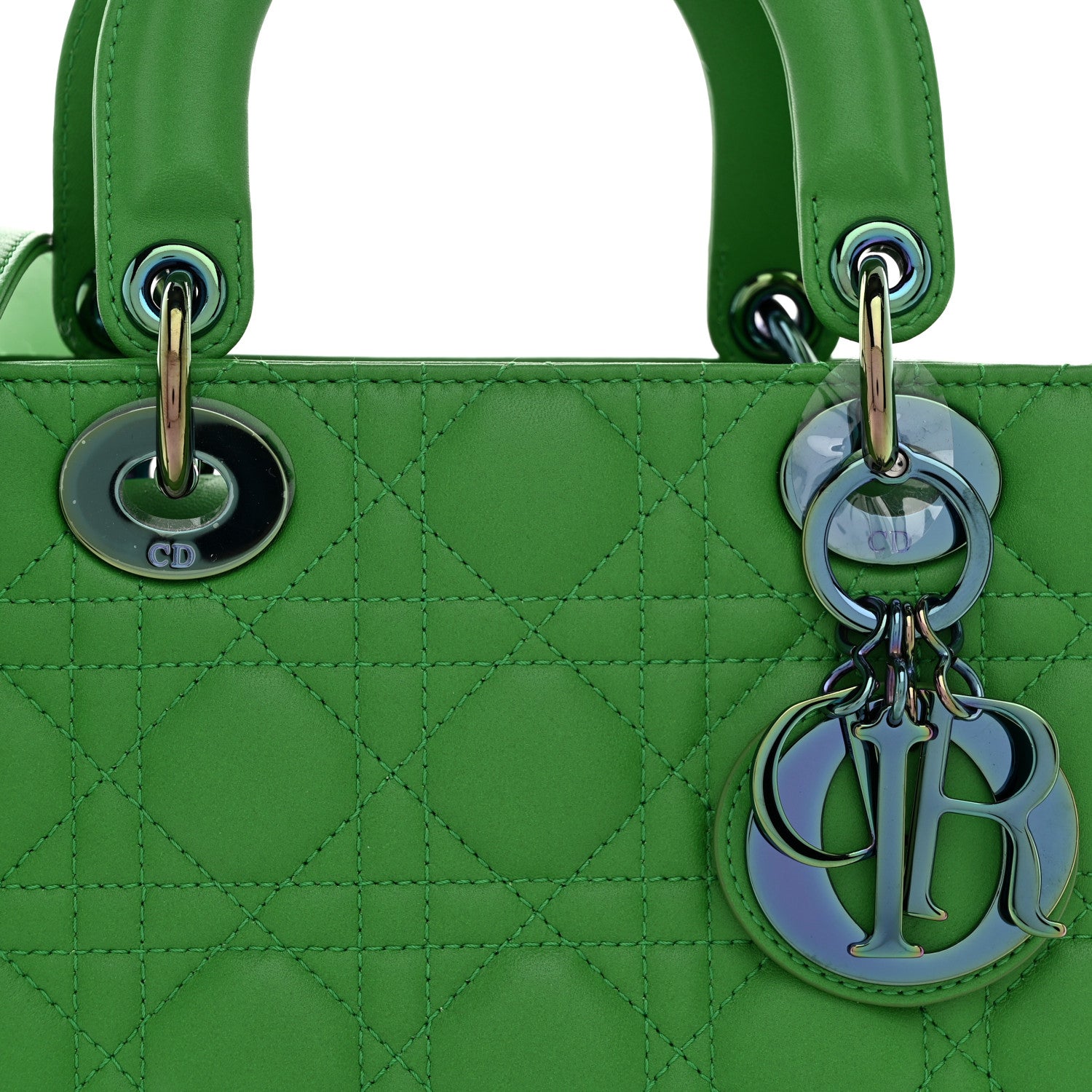 Christian Dior Lambskin Cannage Small Lady Dior Bright Green 8 of 10