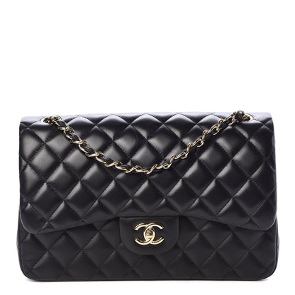 Chanel Lambskin Quilted Jumbo Double Flap Black 1 of 10