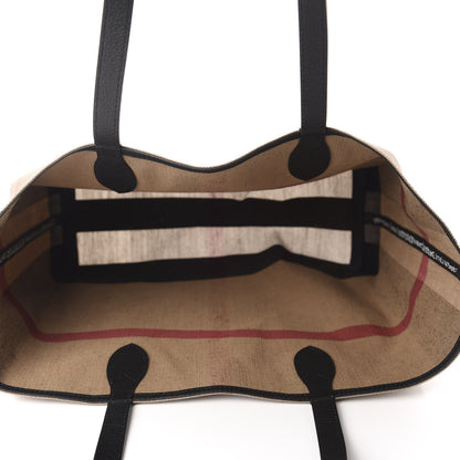 Burberry Coated Canvas Mega Check Medium Doodle Tote Black 5 of 9
