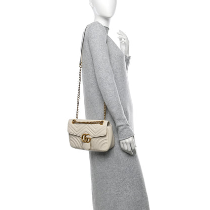 Gucci Calfskin Matelasse Medium GG Marmont Shoulder Bag White 2 of 13
