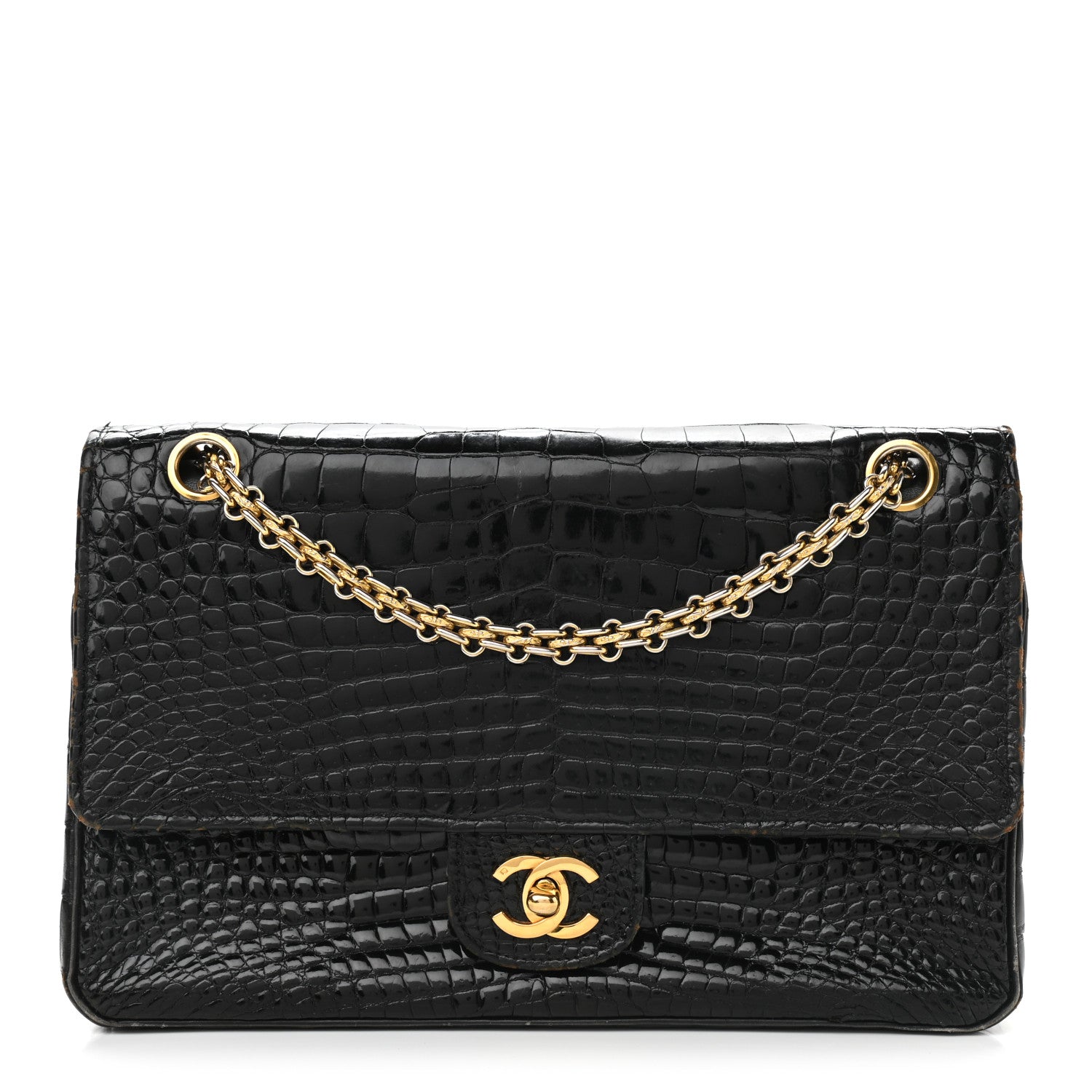 Chanel Shiny Crocodile Medium Double Flap Black 1 of 17