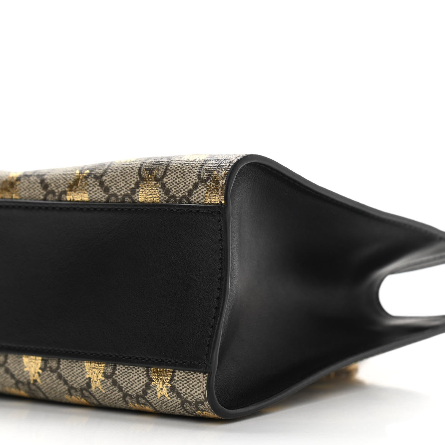 Gucci GG Supreme Monogram Bees Small Padlock Tote Beige Oro Black 10 of 11