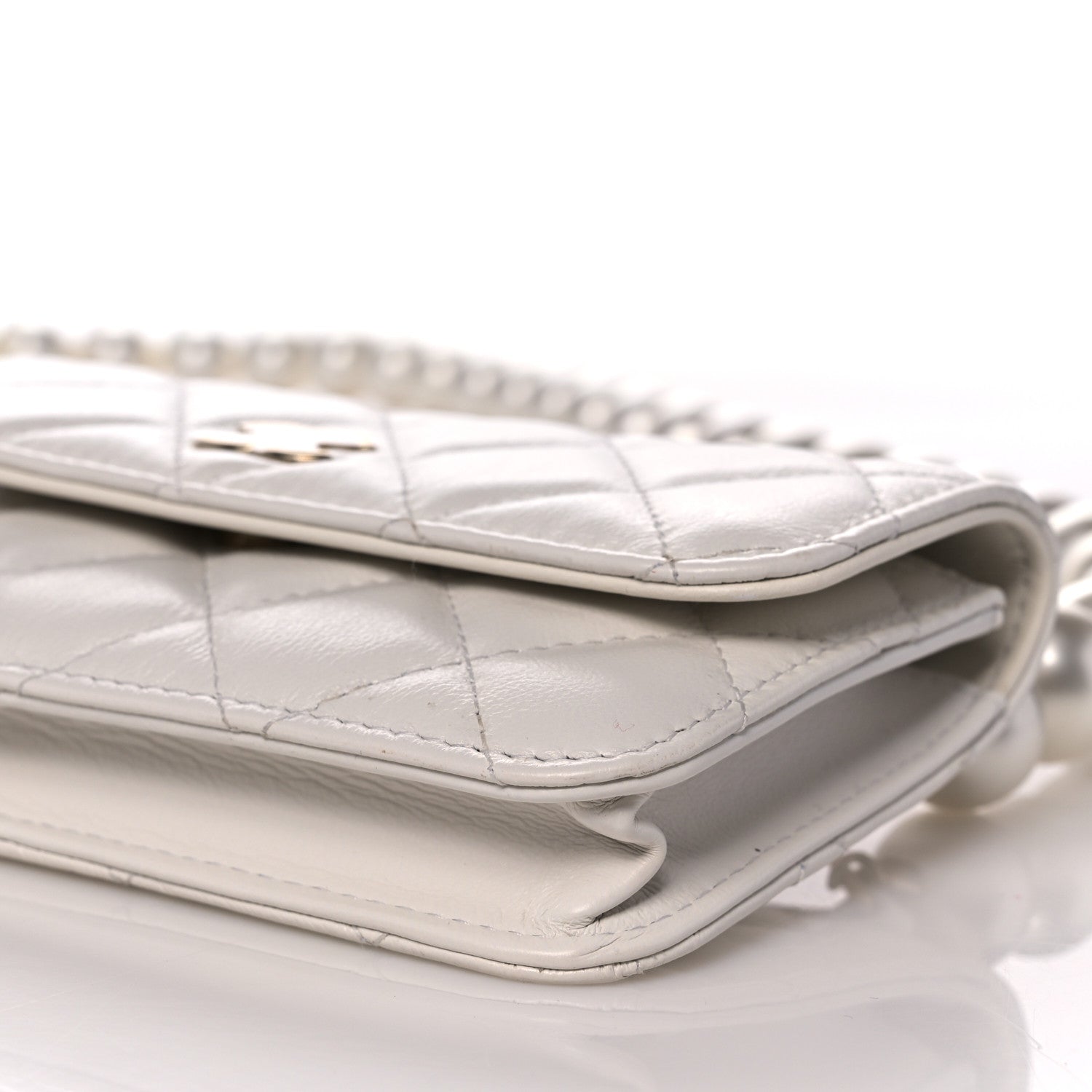 Chanel Calfskin Quilted Maxi Pearls Clutch With Chain White 12 of 12