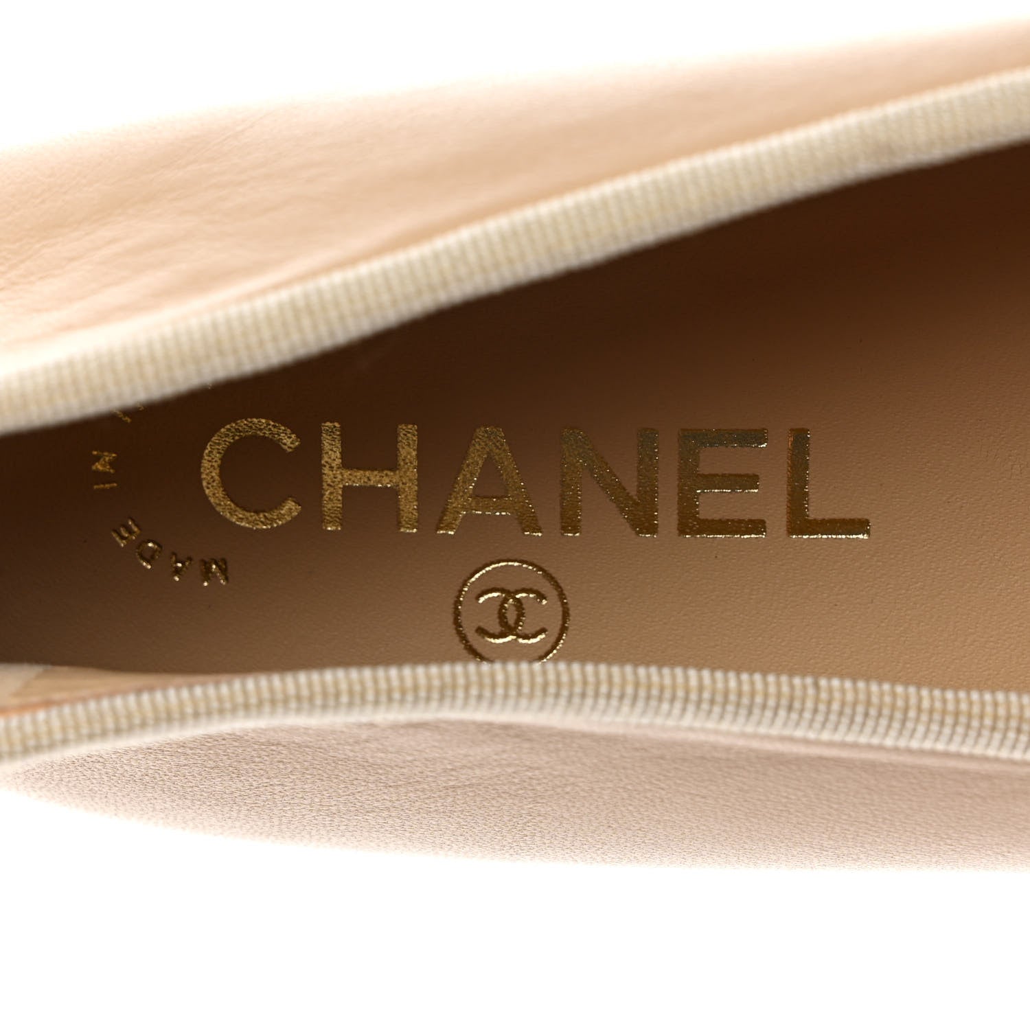 Chanel Lambskin Cap Toe CC Ballerina Flats 39 Beige Black 7 of 9