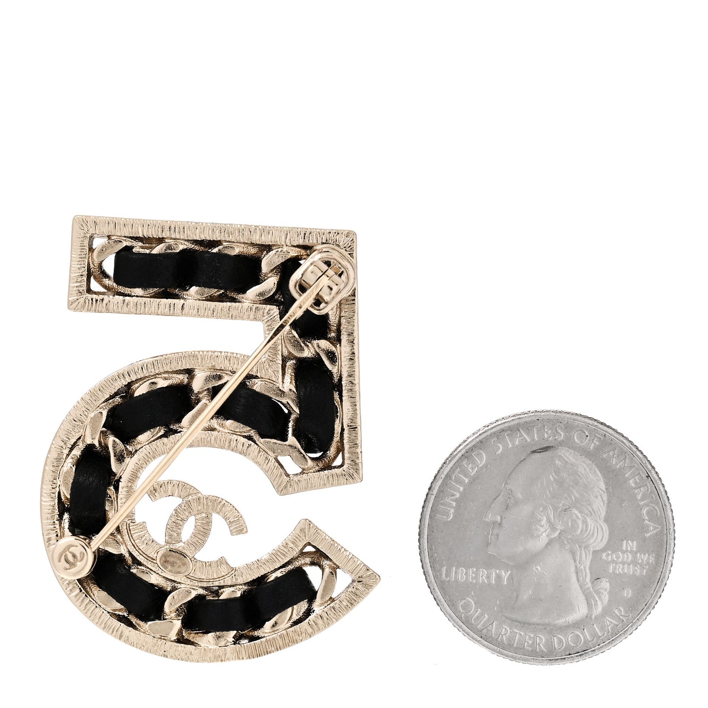 Lambskin Crystal 5 CC Brooch Gold