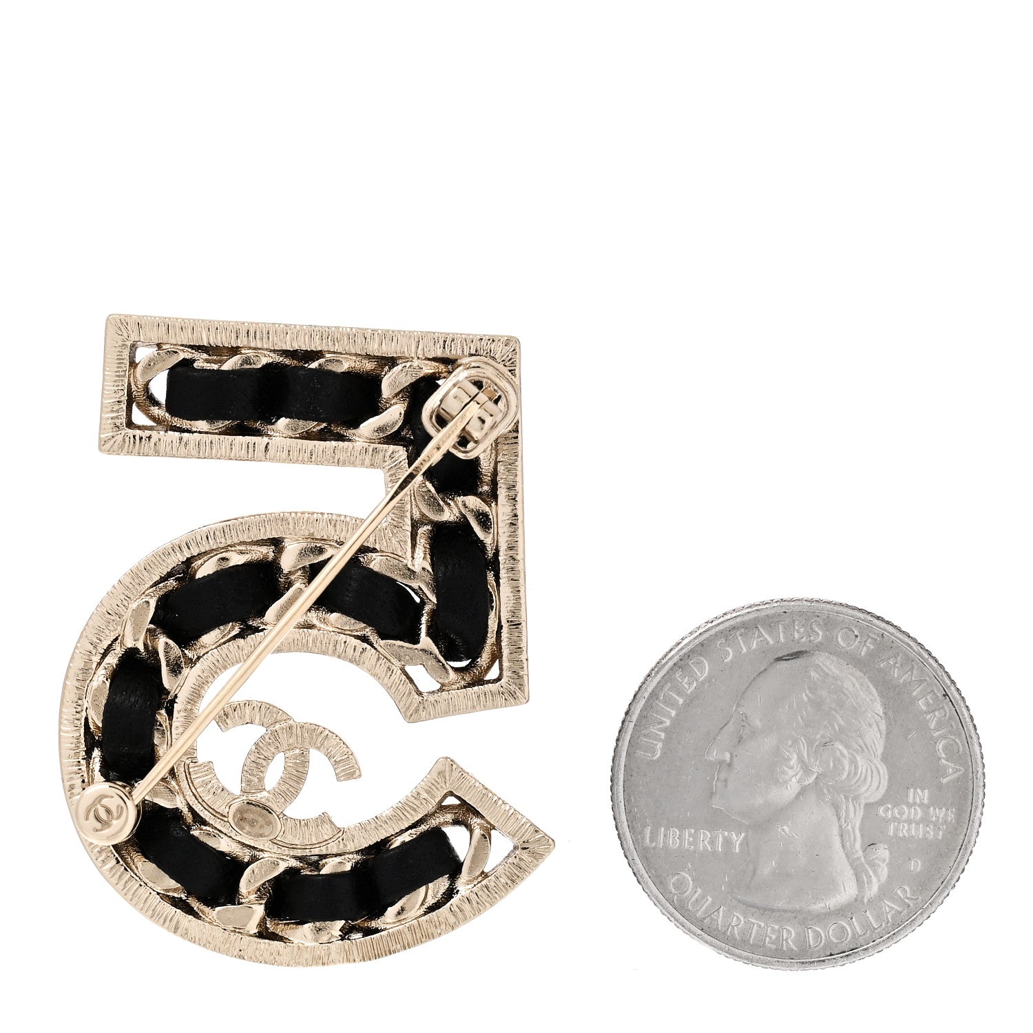 Chanel Lambskin Crystal 5 CC Brooch Gold 2 of 3