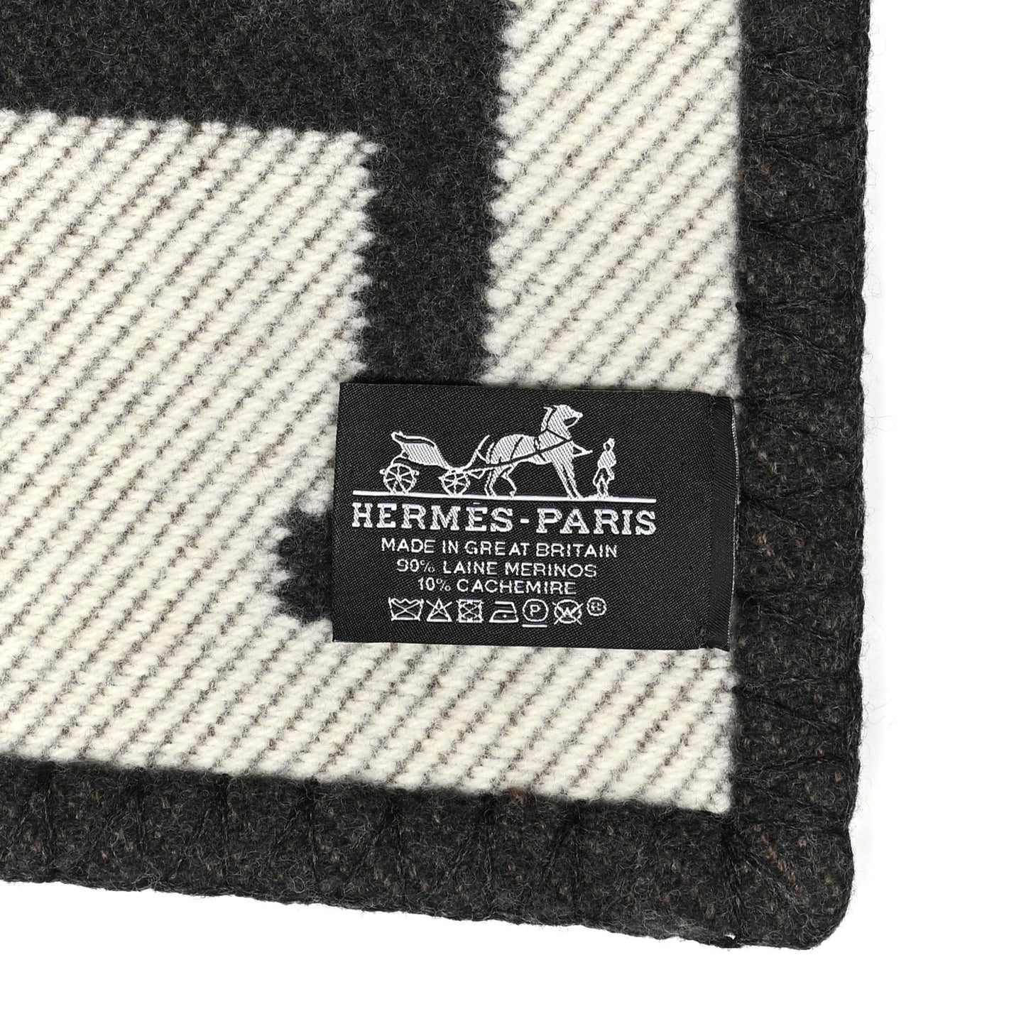 Wool Cashmere Avalon Blanket Ecru Black