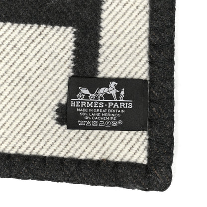 Hermes Wool Cashmere Avalon Blanket Ecru Black 3 of 3
