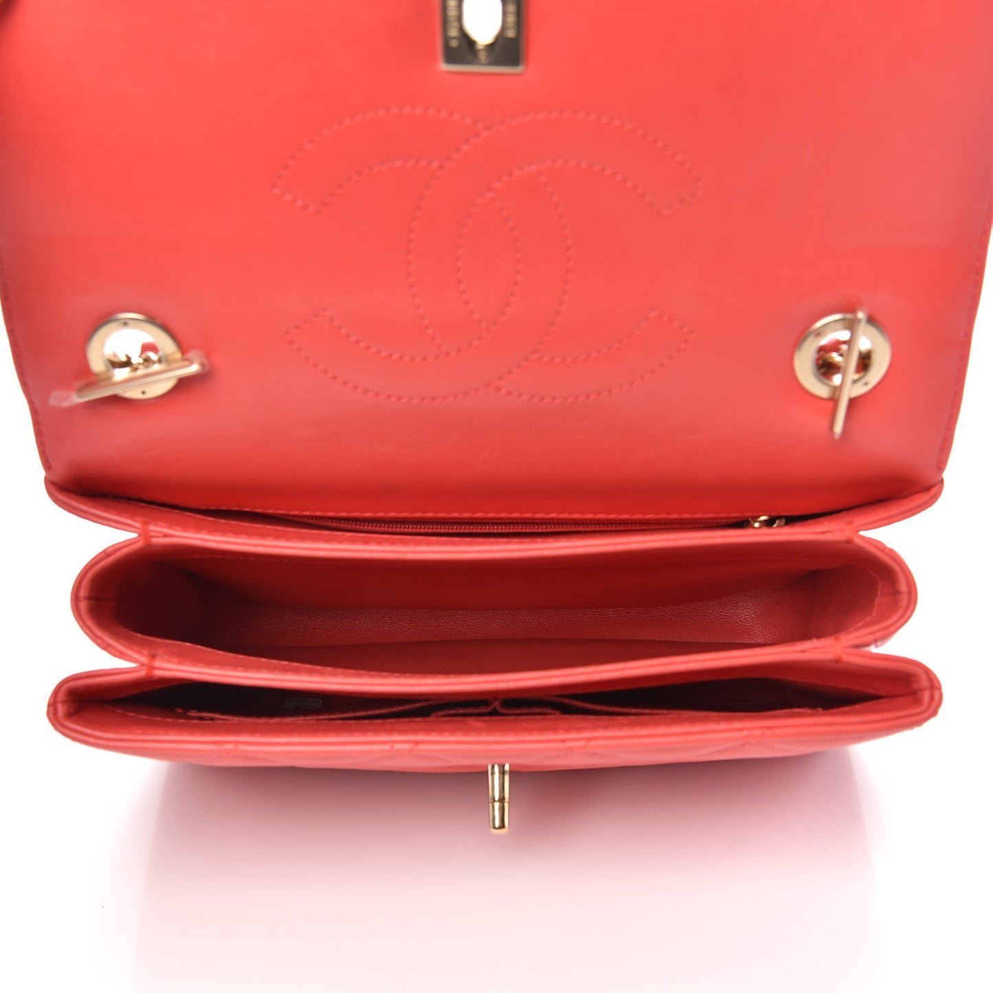 Lambskin Quilted Small Trendy CC Flap Dual Handle Bag Red