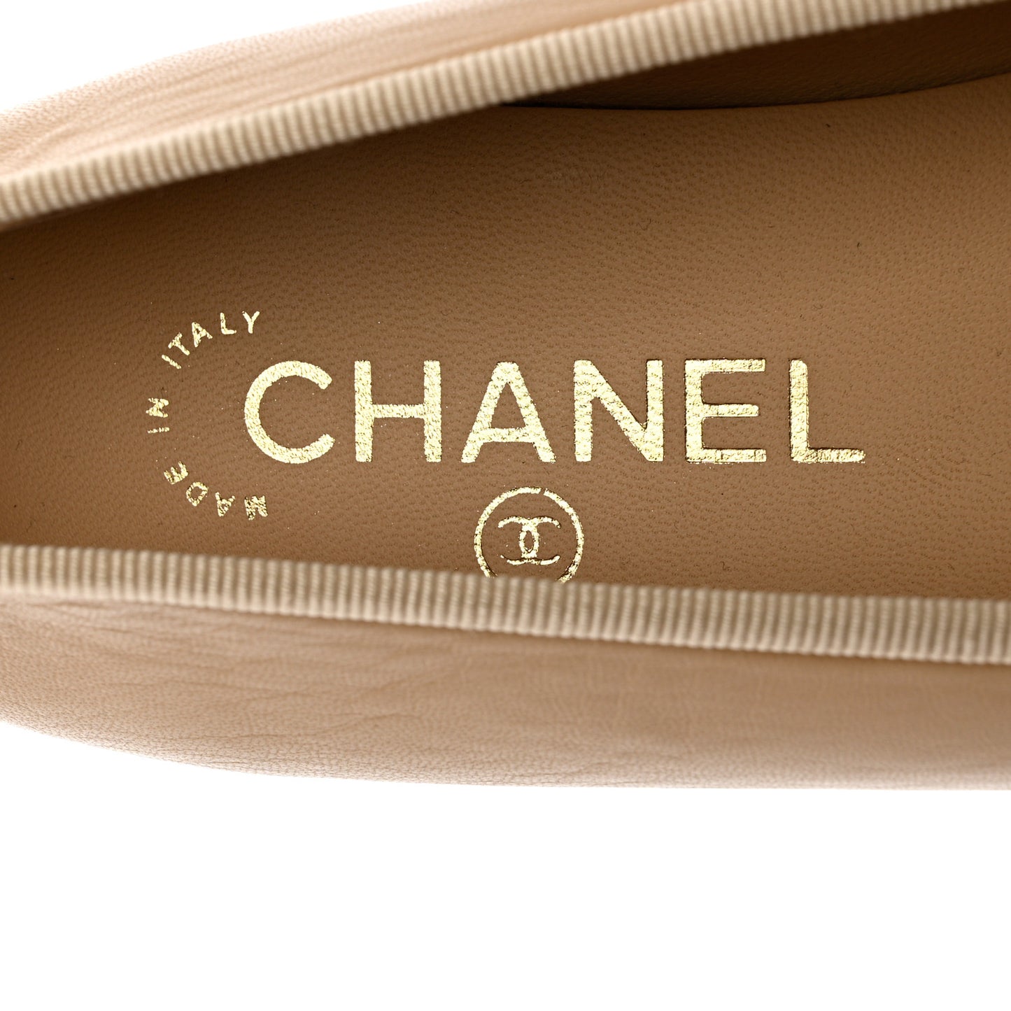 Lambskin Cap Toe CC Ballerina Flats 37 Beige Black
