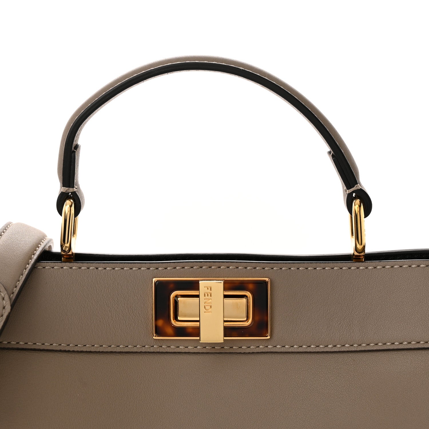 Fendi Vitello Seta Shiny Nappa Plexiglass Bi-Color Small Peekaboo I SEE U Satchel Tartaruga Black 5 of 12