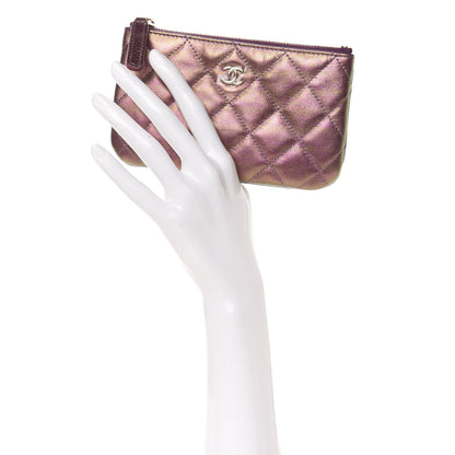 Chanel Iridescent Lambskin Quilted Small Cosmetic Case Purple 2 of 8