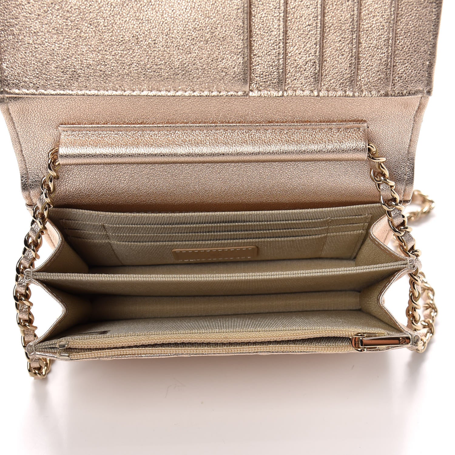Chanel Metallic Lambskin Quilted Mini Wallet On Chain WOC Gold 5 of 10