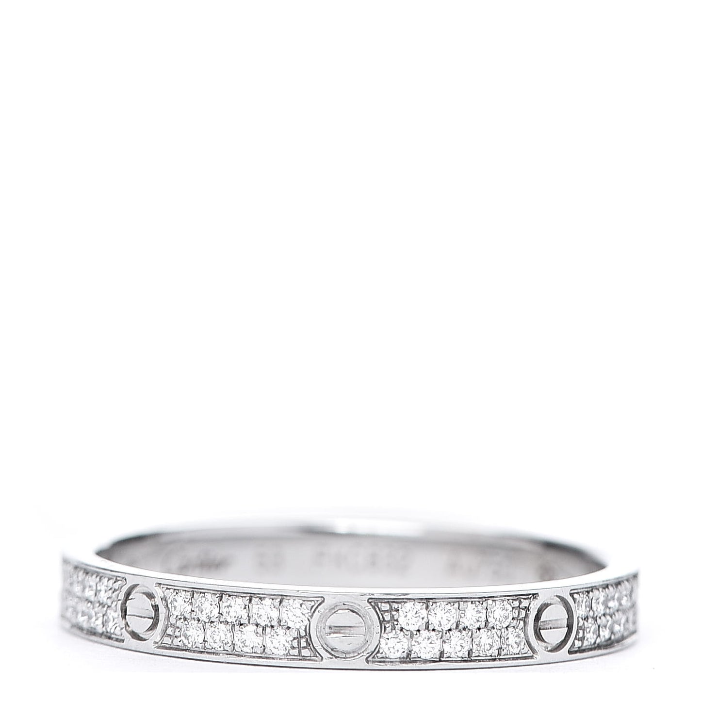 18K White Gold Diamond 2.6mm LOVE Paved Band Ring 53 6.25