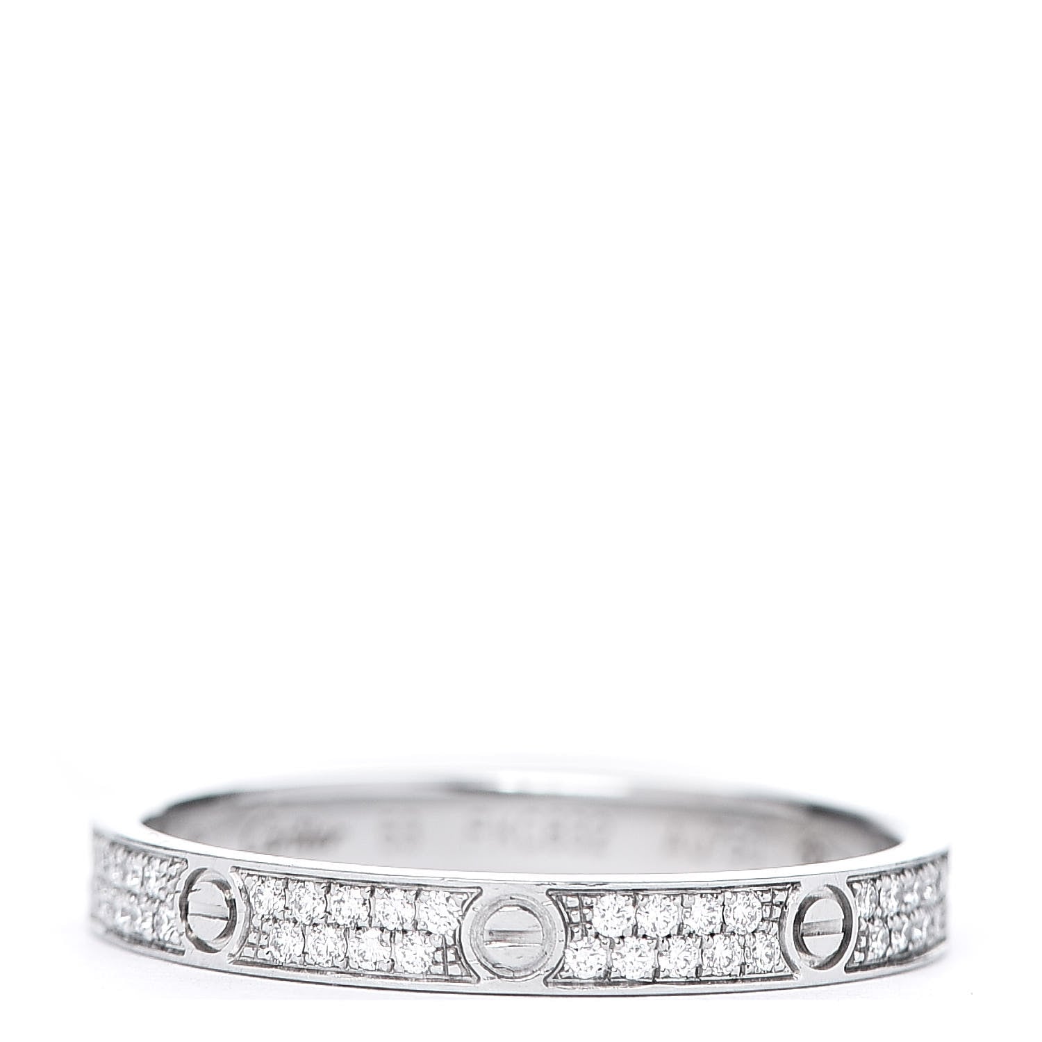 Cartier 18K White Gold Diamond 2.6mm LOVE Paved Band Ring 53 6.25 1 of 6