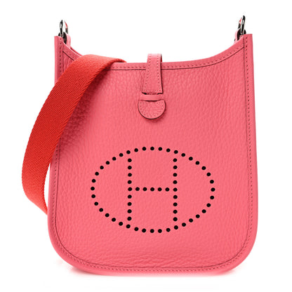 Hermes Taurillon Clemence Amazone Evelyne TPM Rose Azalee Rouge Pivoine 1 of 11