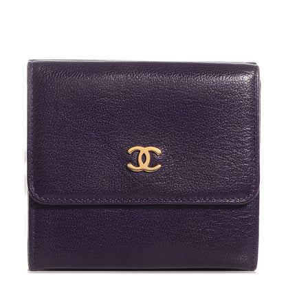 Chanel Chevre Goatskin Compact CC Flap Wallet Purple 1 of 9