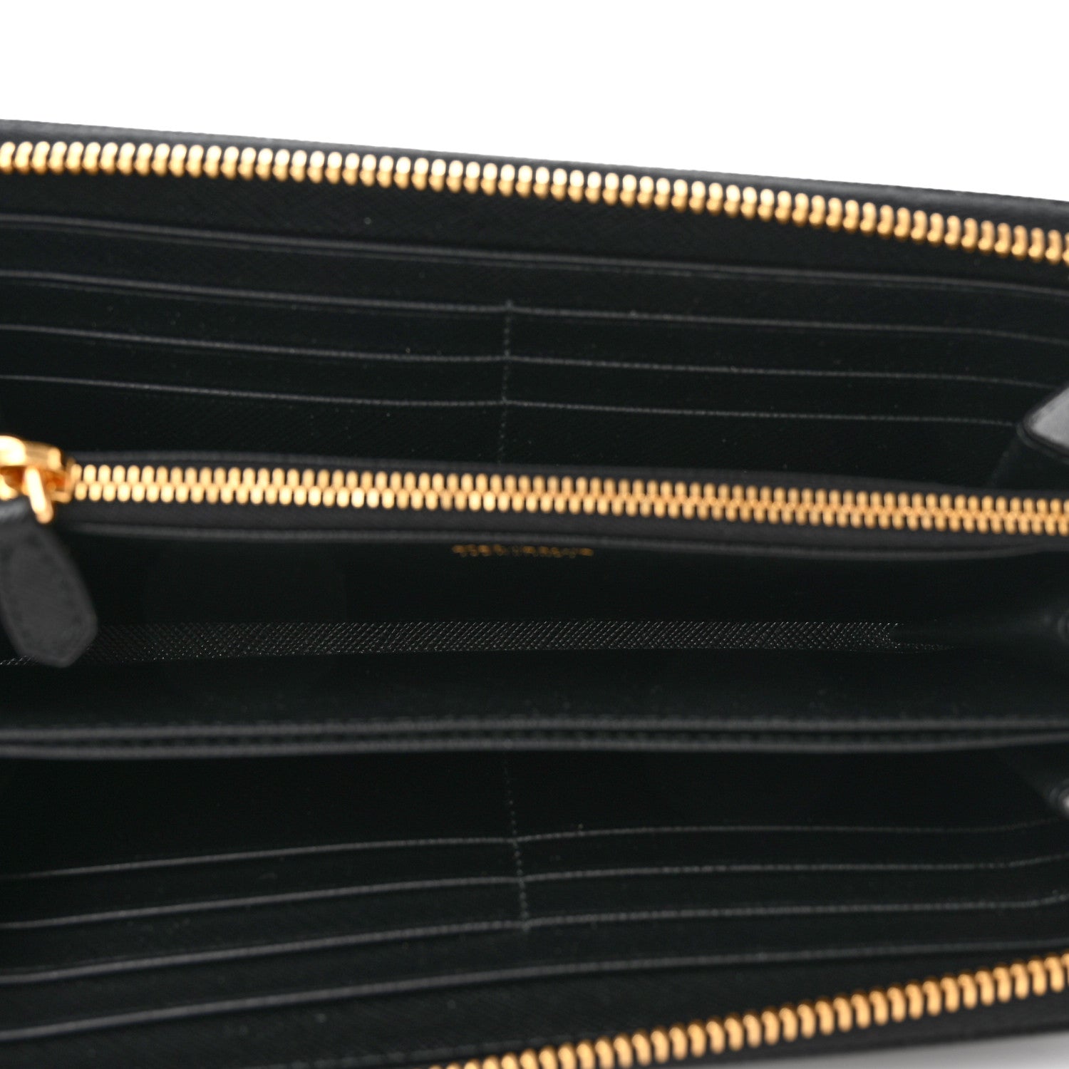 Prada Saffiano Triangle Zip Around Wallet Black 5 of 6