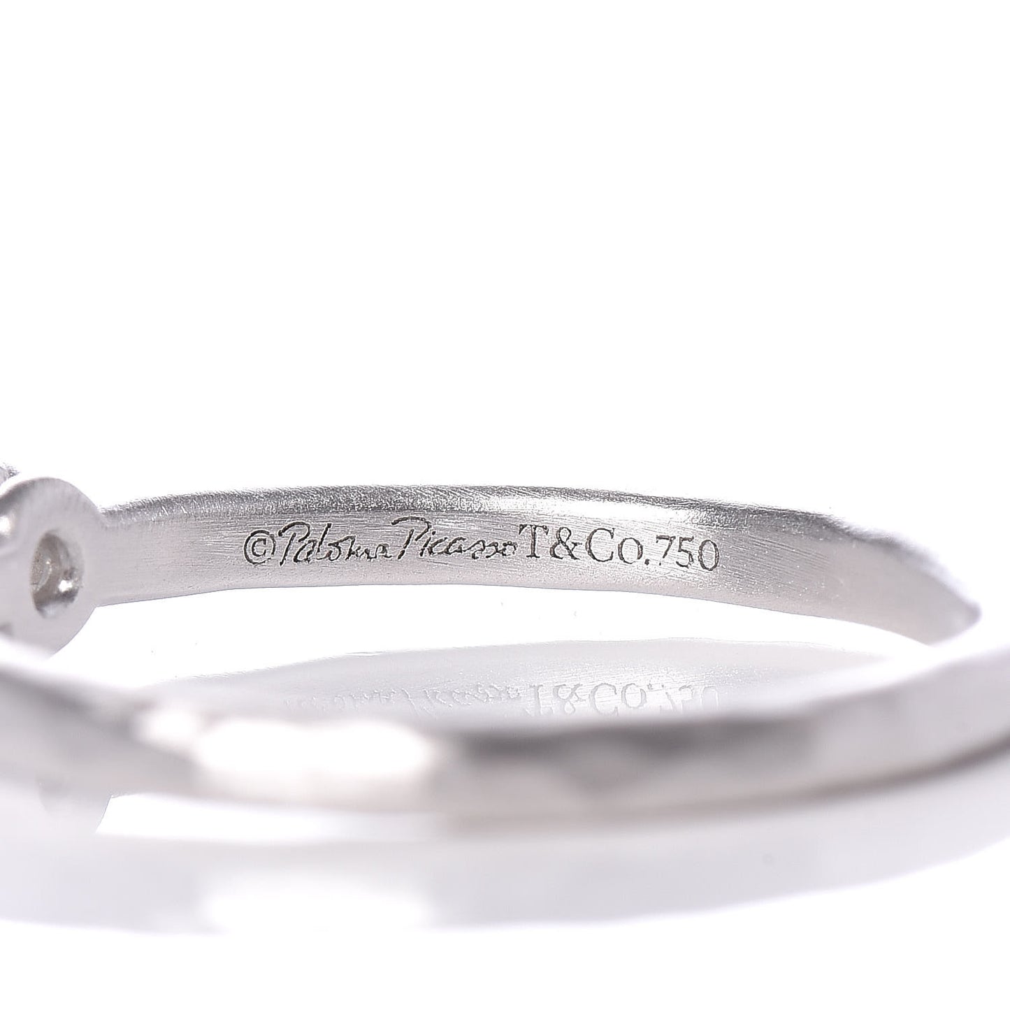 18K White Gold Diamond .17ct Paloma Picasso Hammered Solitaire Ring 54 7