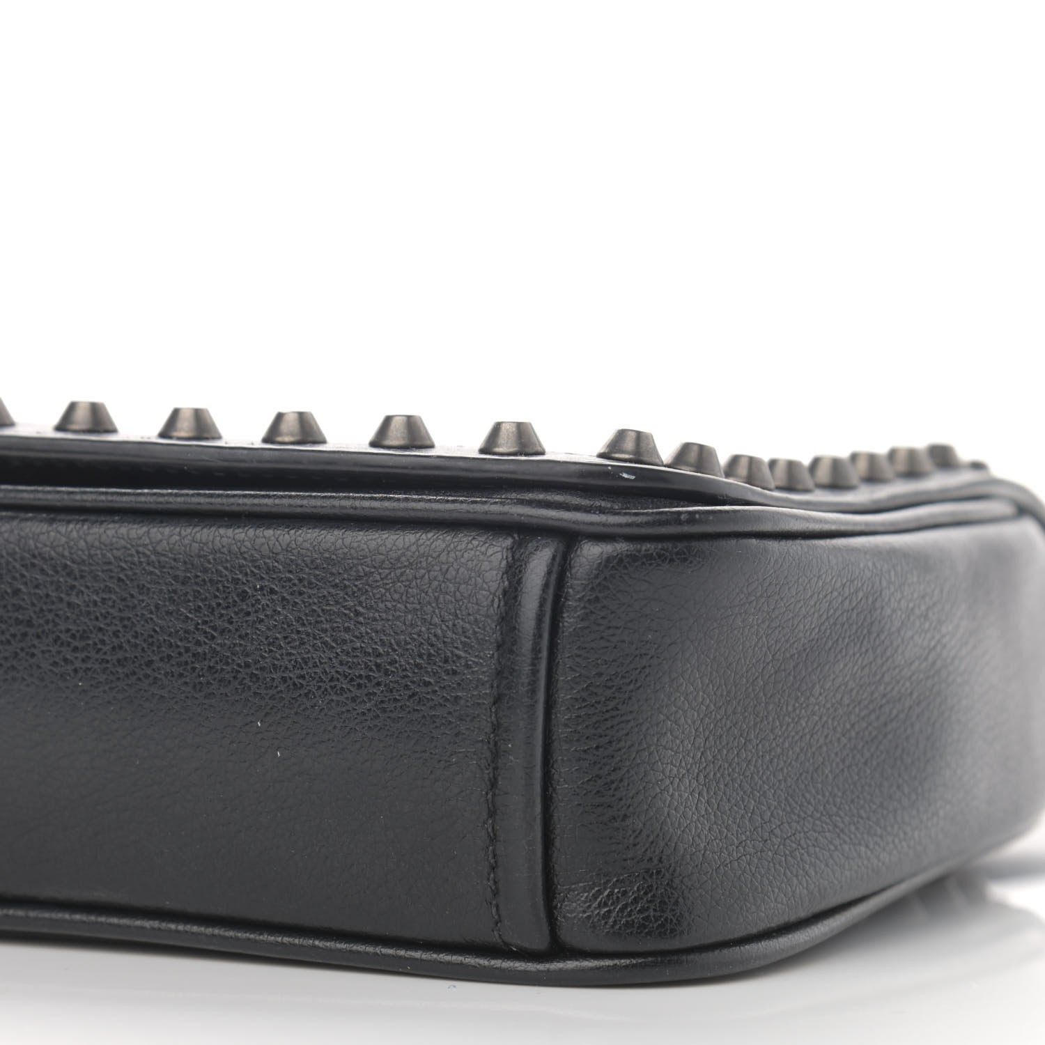 Prada Glace Calfskin Studded Crossbody Fuoco Black 11 of 13