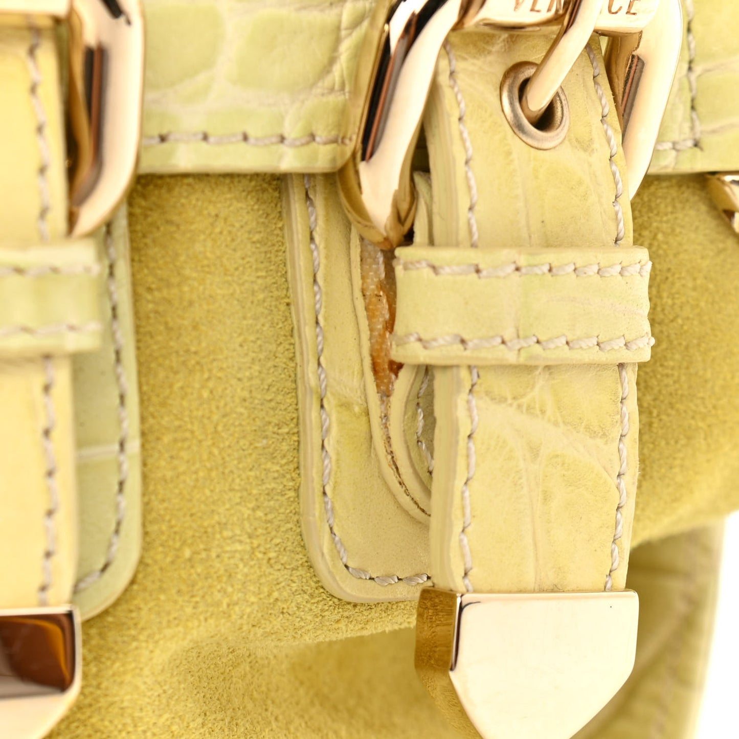 Calfskin Crocodile Embossed Canyon Bag Yellow