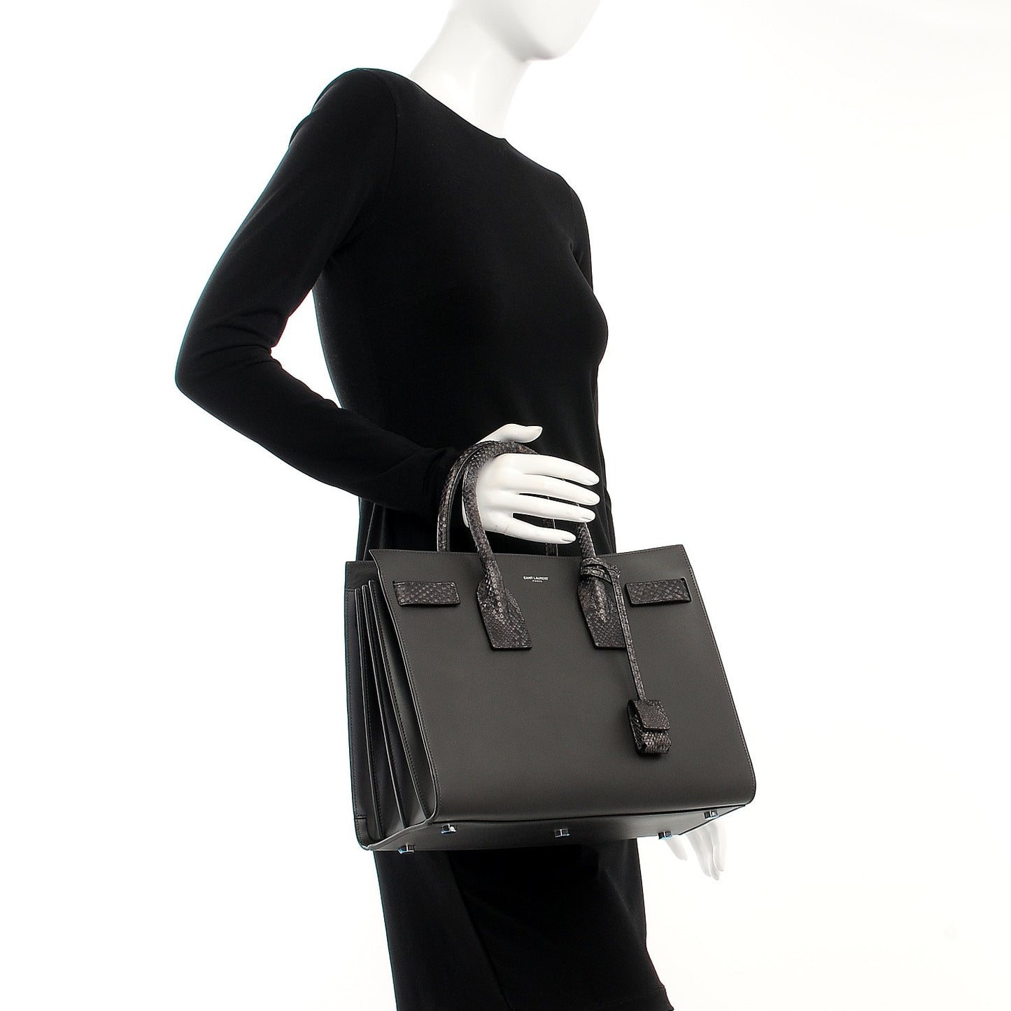 Calfskin Python Small Sac De Jour Coal Grey Brown