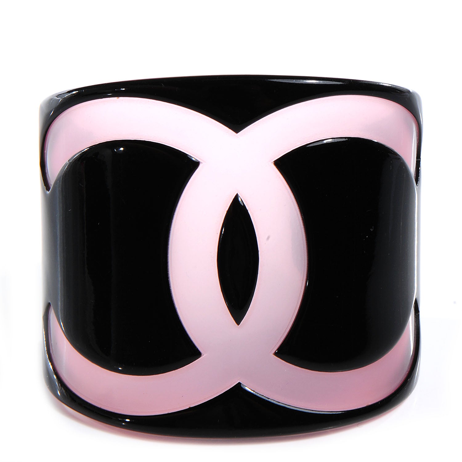 Chanel Resin CC Cuff Black Pink 1 of 5