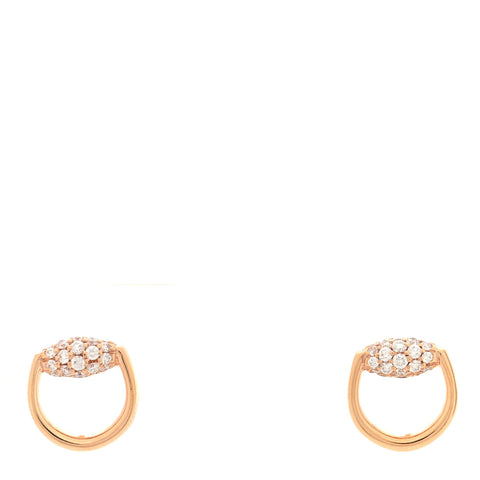 18K Rose Gold Diamond Horsebit Earrings