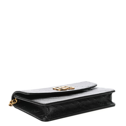 Balenciaga Shiny Goatskin Logo Embossed BB Wallet On Chain Black 4 of 8