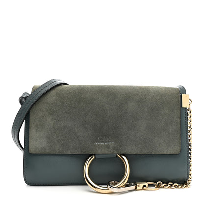 Chloe Suede Calfskin Small Faye Shoulder Bag Cloudy Blue 1 of 14