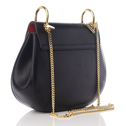 Chloe Suede Smooth Calfskin Drew Shoulder Bag Plaid Red Black 2 of 9