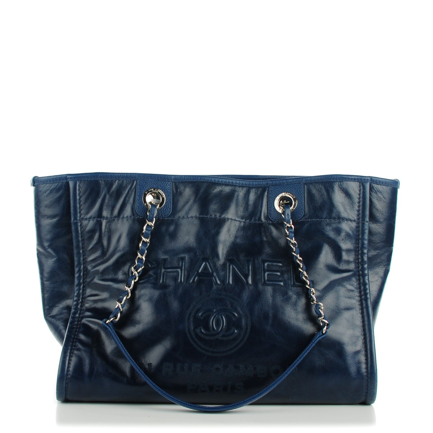 Chanel Calfskin Small Deauville Tote Navy 1 of 7