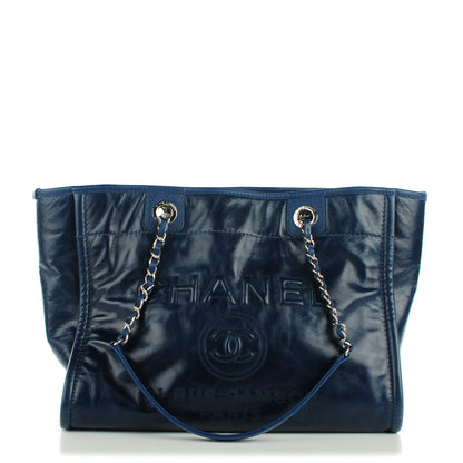 Chanel Calfskin Small Deauville Tote Navy 1 of 7