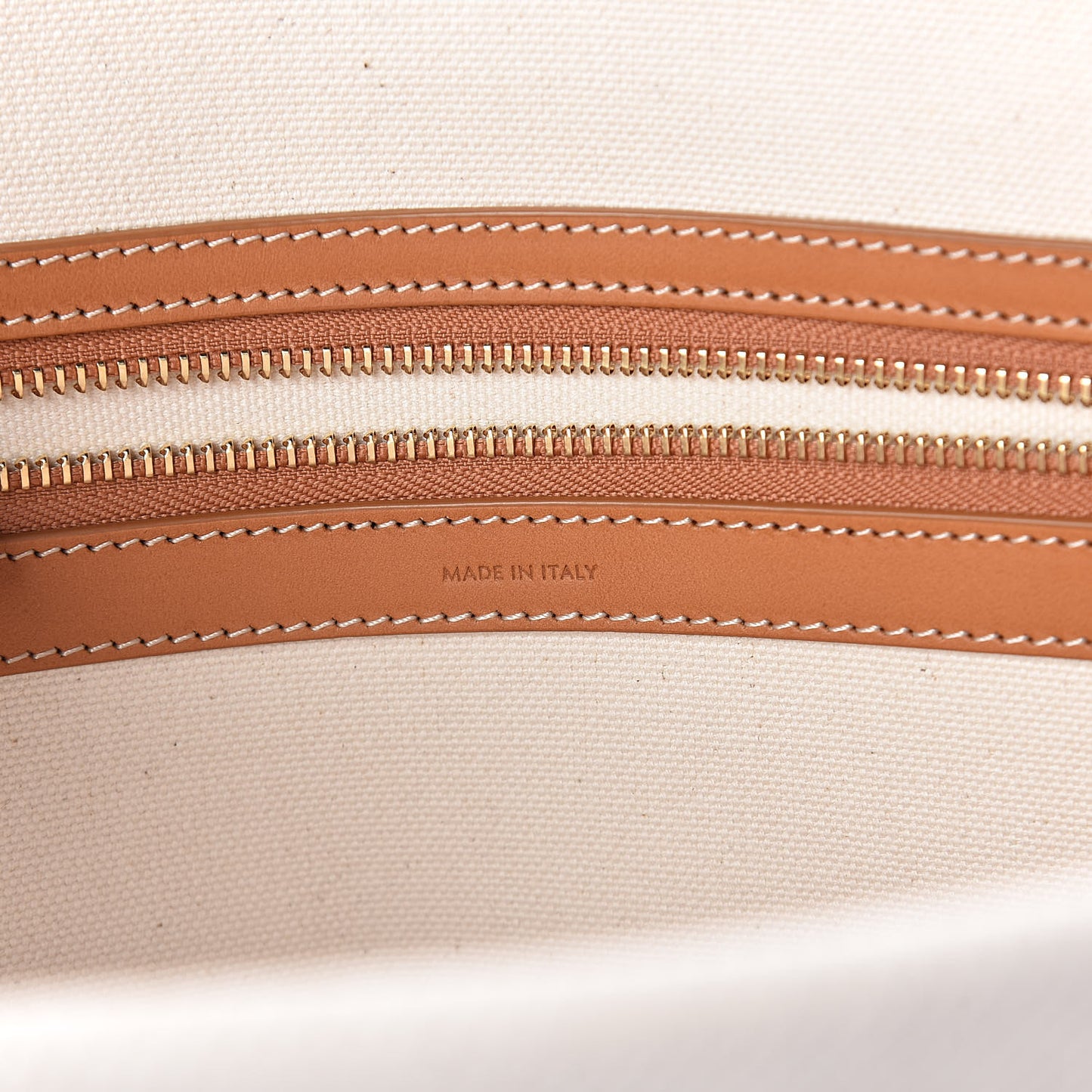 Canvas Calfskin Horizontal Cabas Natural Tan