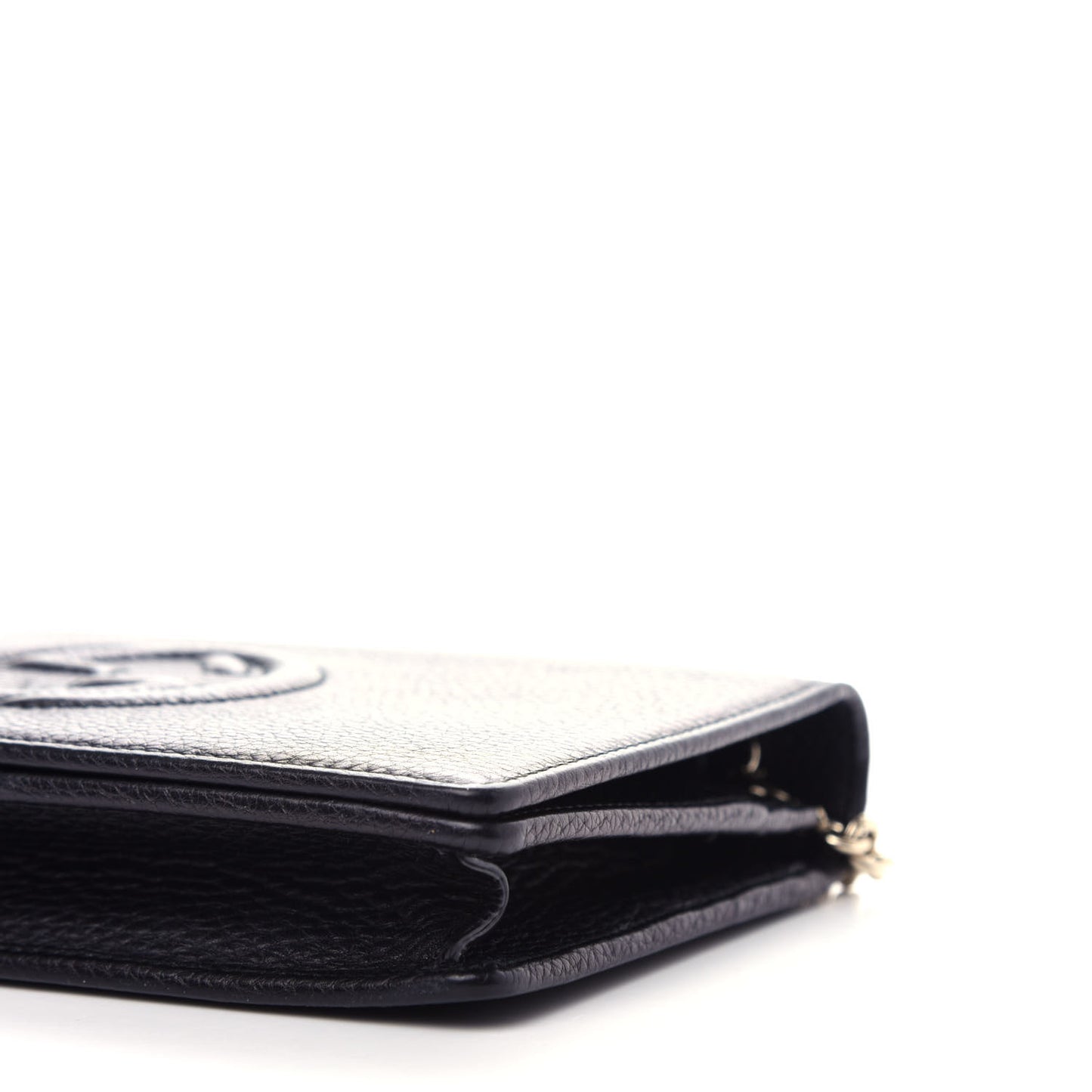 Pebbled Calfskin Soho Wallet on Chain Black