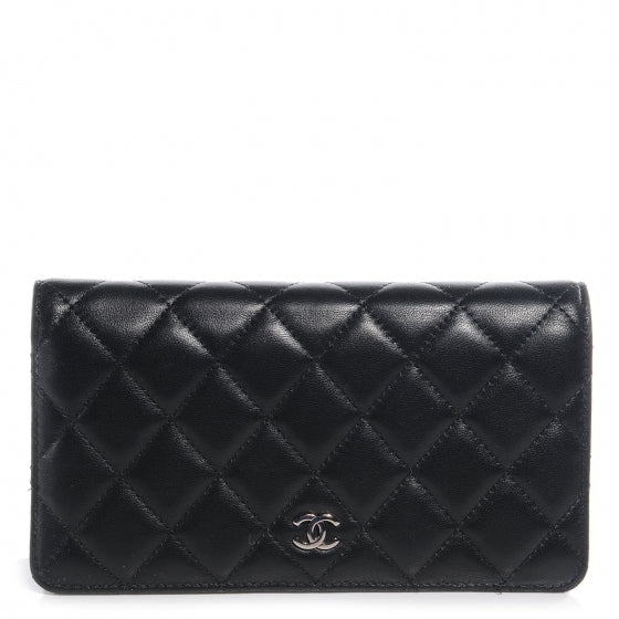 Lambskin Quilted Yen Wallet Black