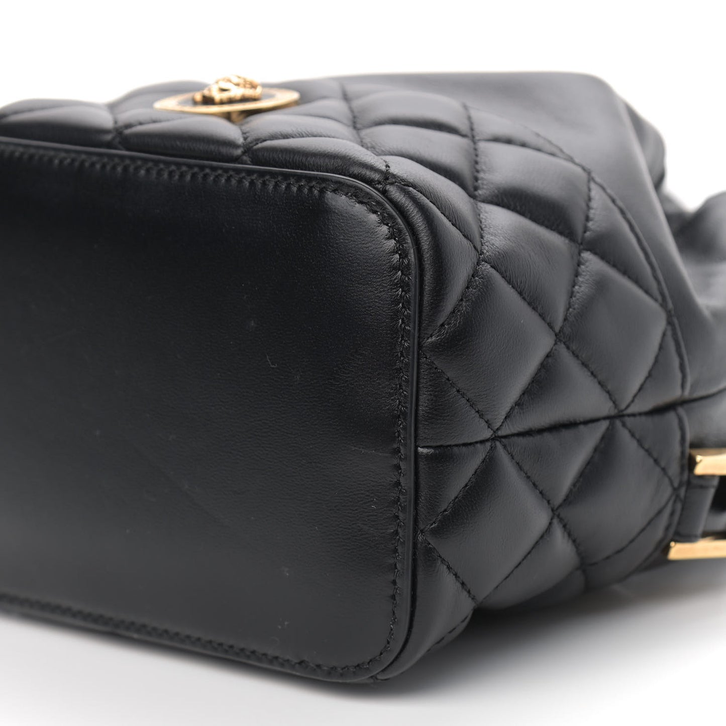 Nappa Quilted Medusa Bucket Bag Black