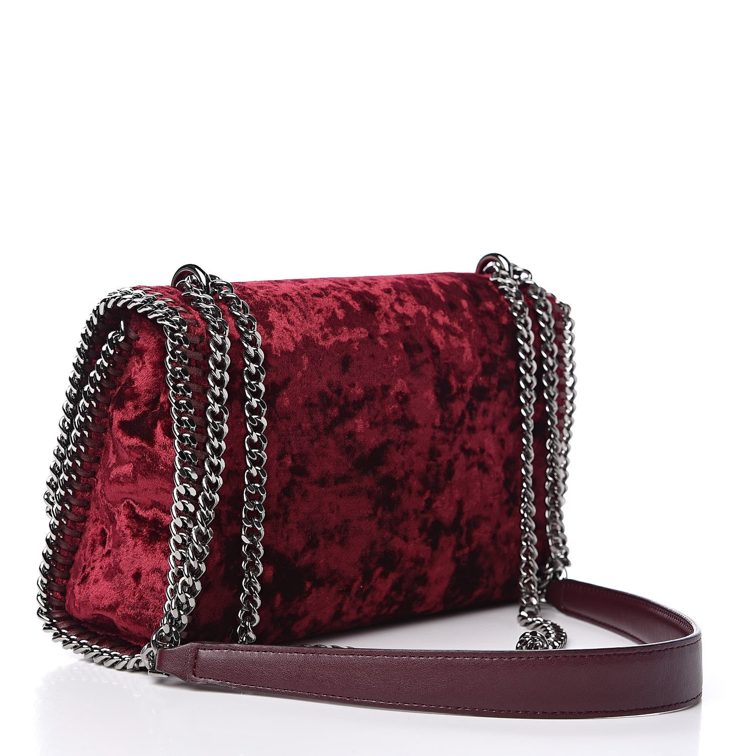 Stella McCartney Velvet Falabella Crossbody Bag Burgundy 3 of 9