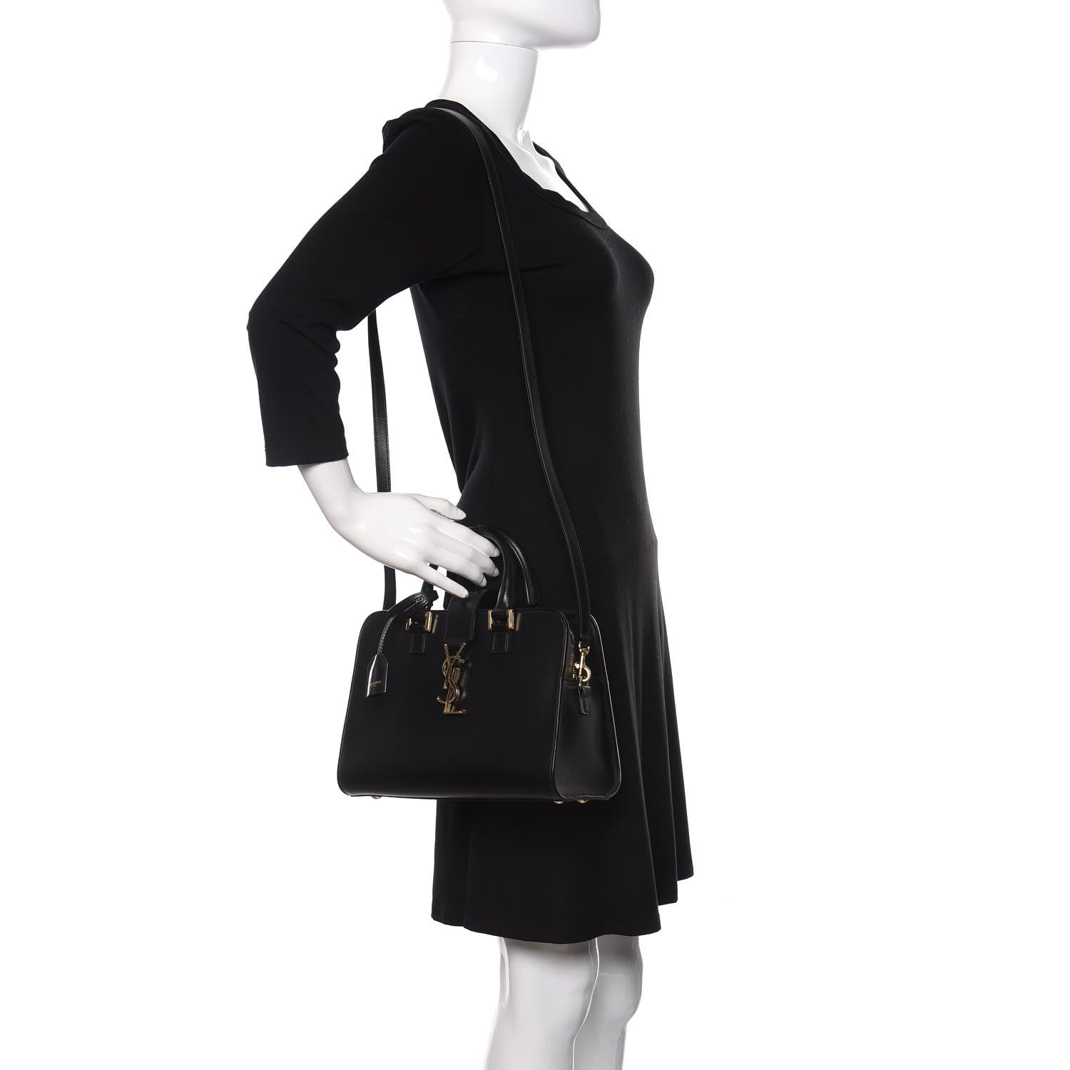 Saint Laurent Calfskin Monogram Baby Cabas Black 2 of 10