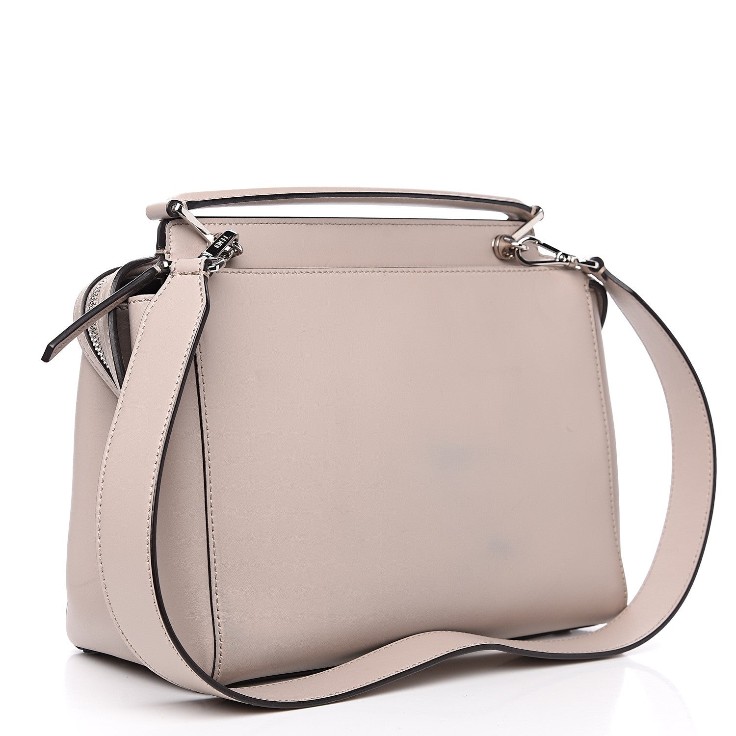 Fendi Vitello Baltico Dolce Shiny Nappa Lace Up DotCom Satchel Grigio Polvere 2 of 13