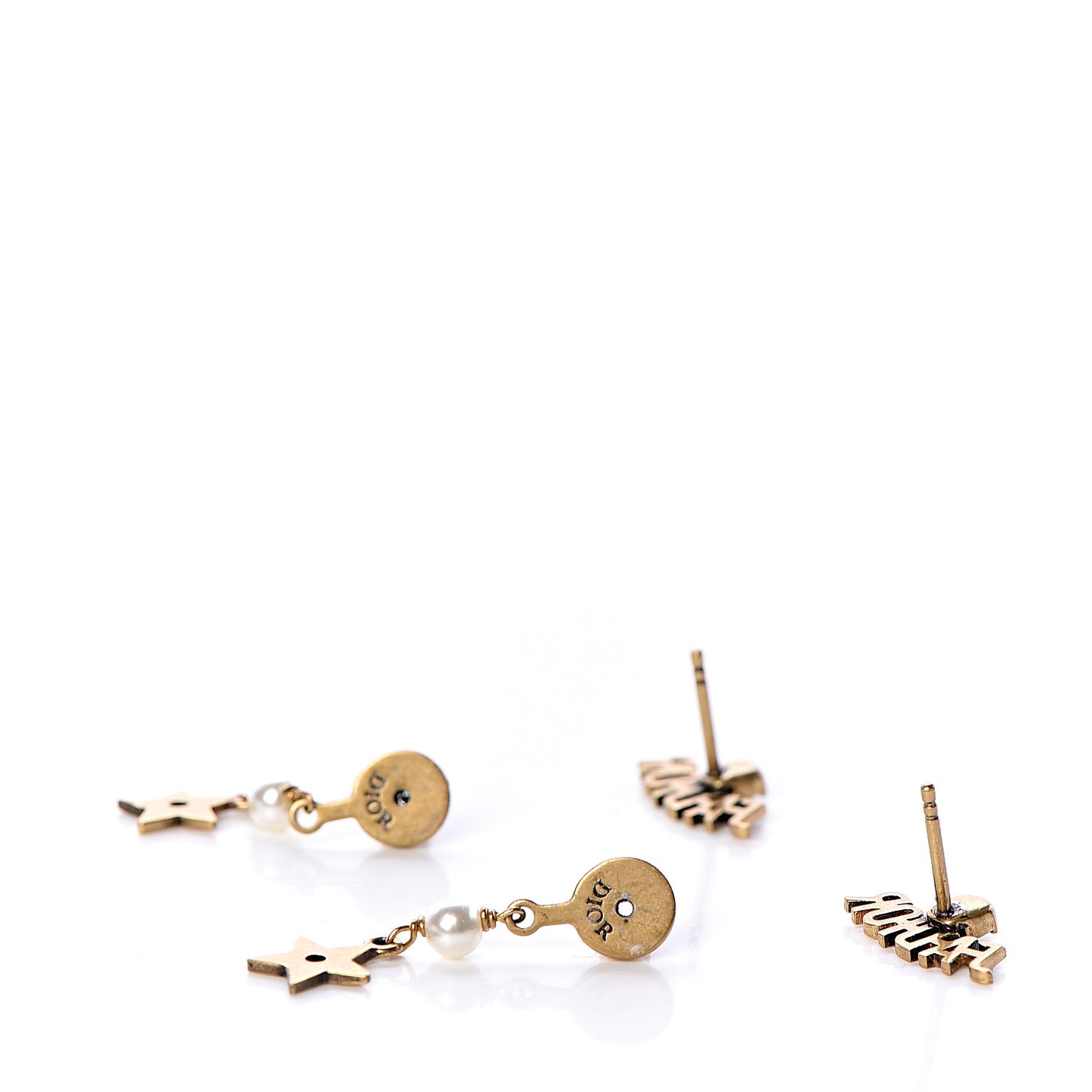 Pearl Crystal Star J'adior Drop Earrings Antique Gold