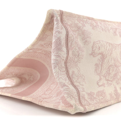 Christian Dior Canvas Toile De Jouy Embroidered Medium Book Tote Pink 8 of 11