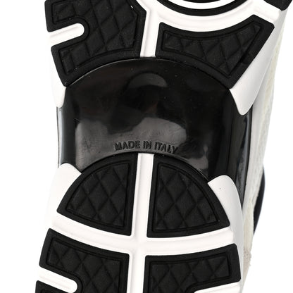 Chanel Mesh Suede Calfskin Grained Calfskin Womens CC Sneakers 37.5 White Black 7 of 10
