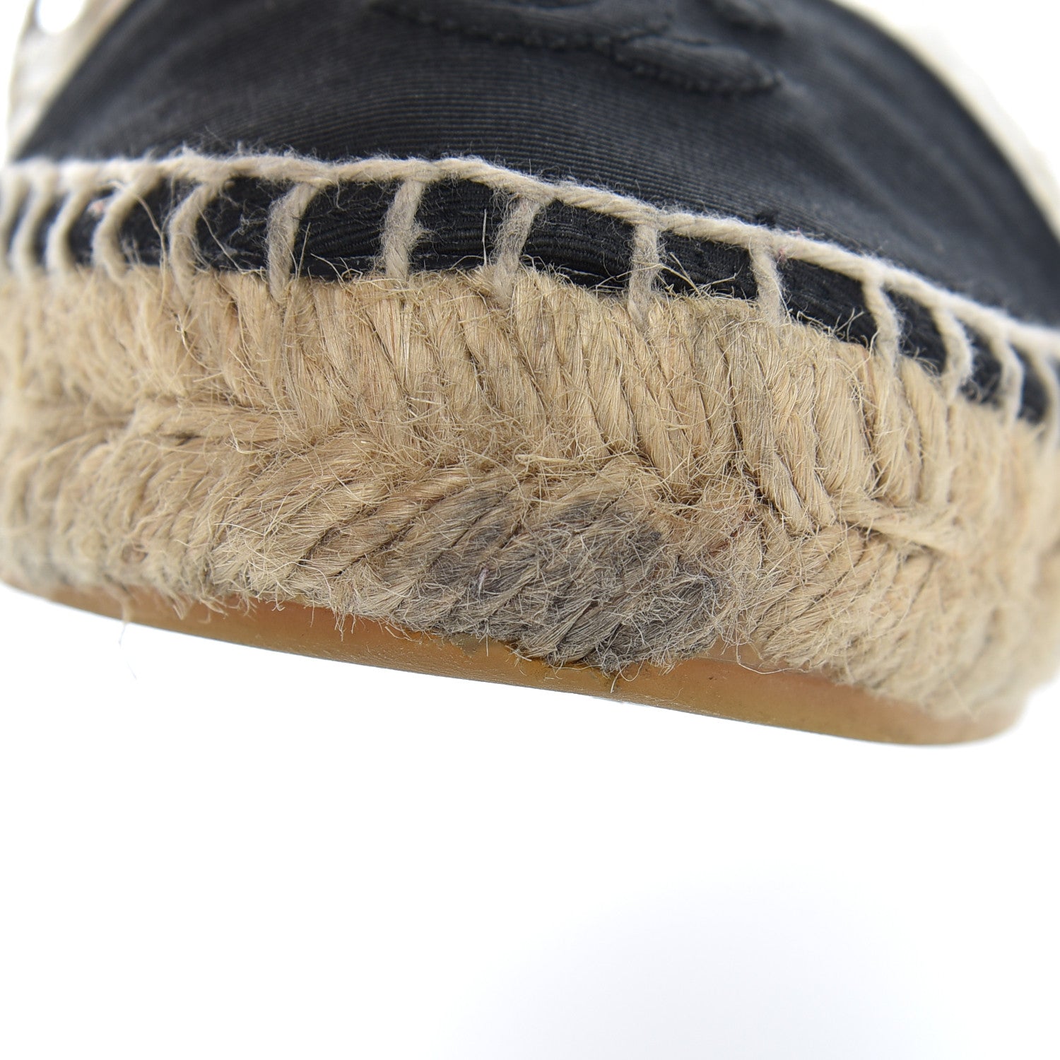 Chanel Woven Fabric Grosgrain CC Espadrilles 37 White Black 12 of 21