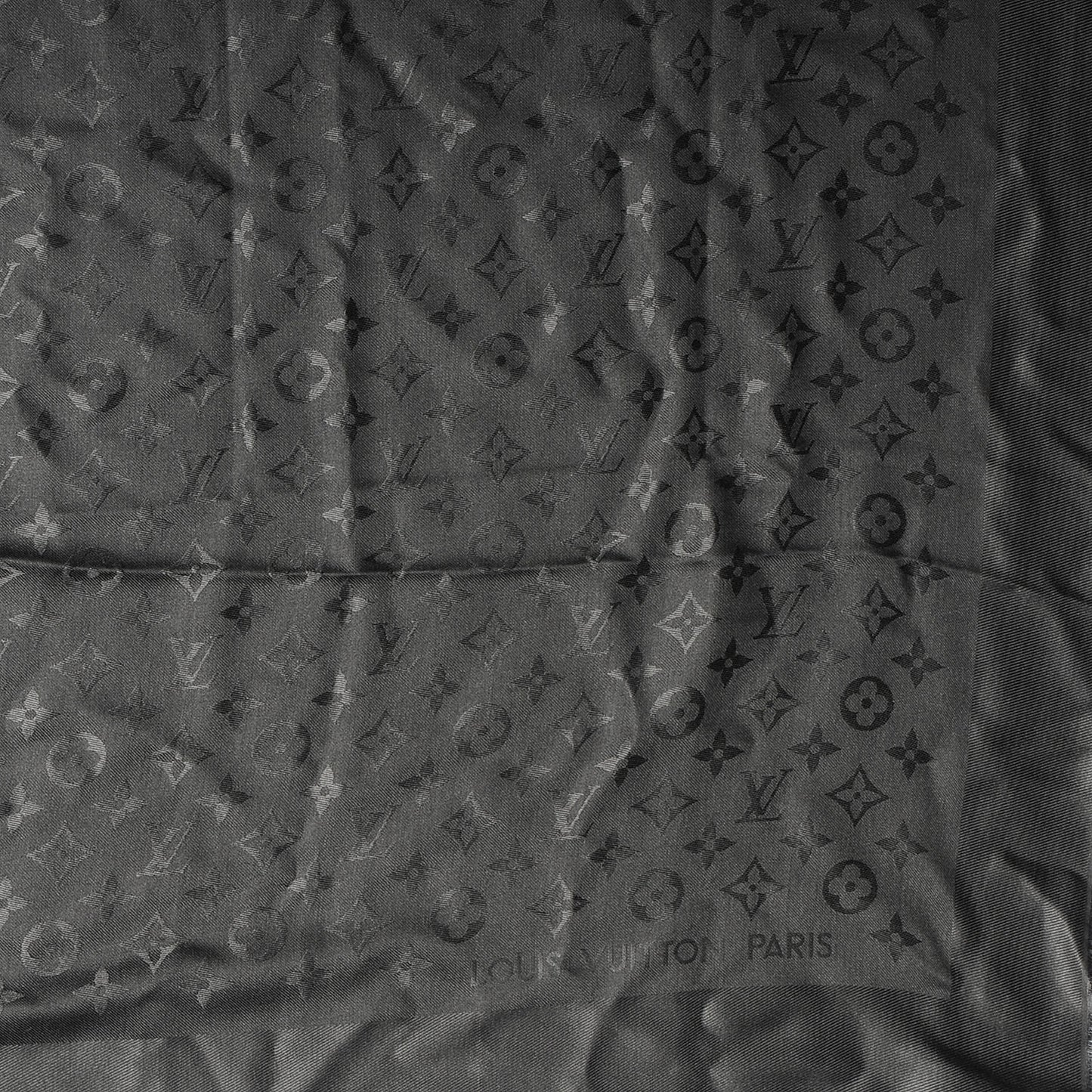 Wool Silk Monogram Shawl Anthracite
