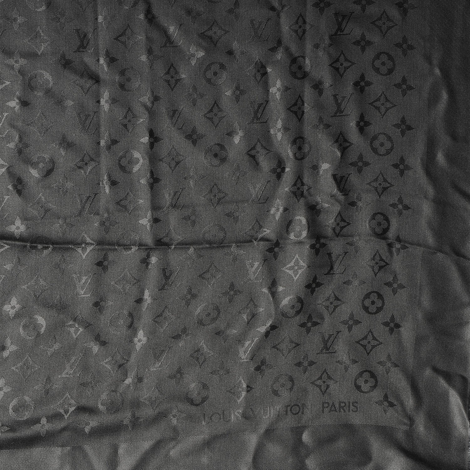 Louis Vuitton Wool Silk Monogram Shawl Anthracite 3 of 4